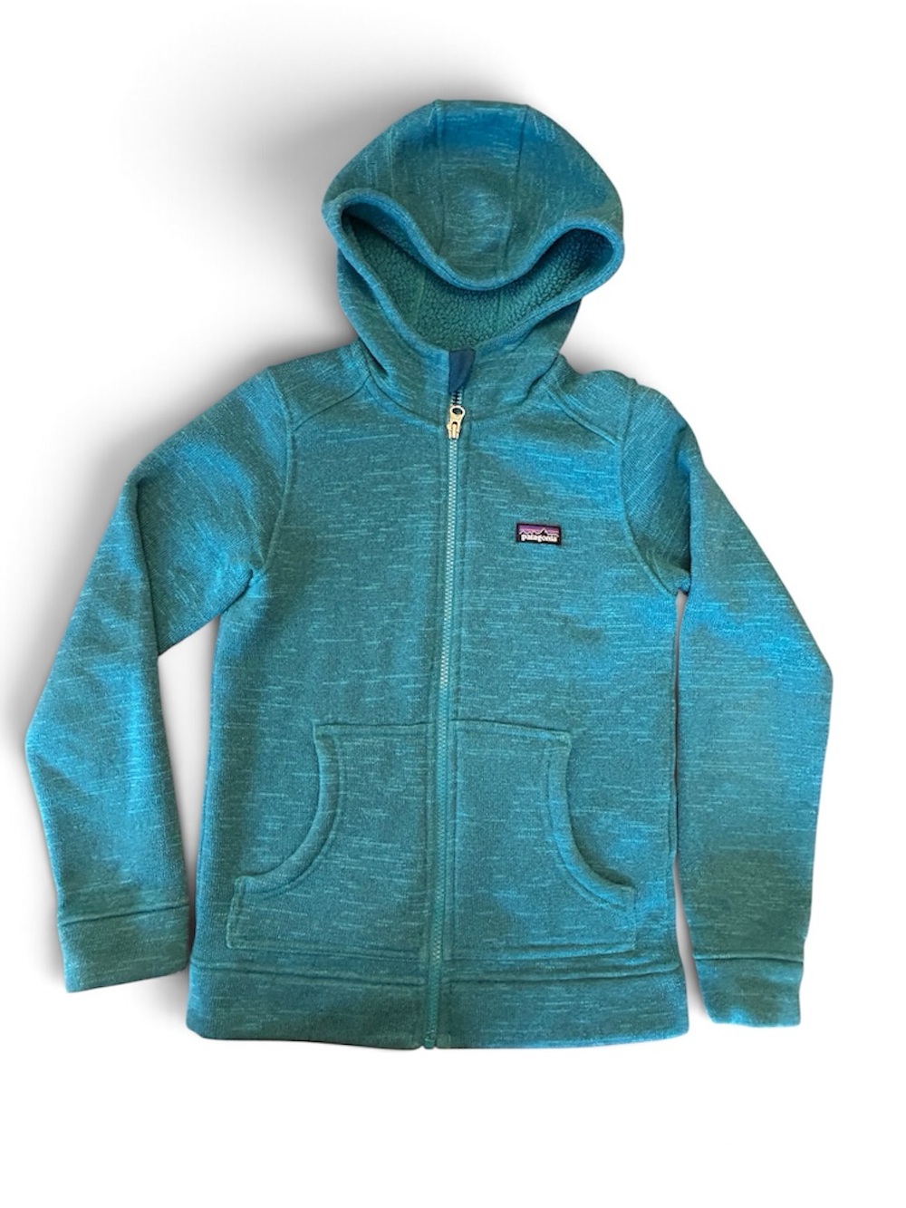 Patagonia Girls Better Sweater Hoodie Teal Large 10-12